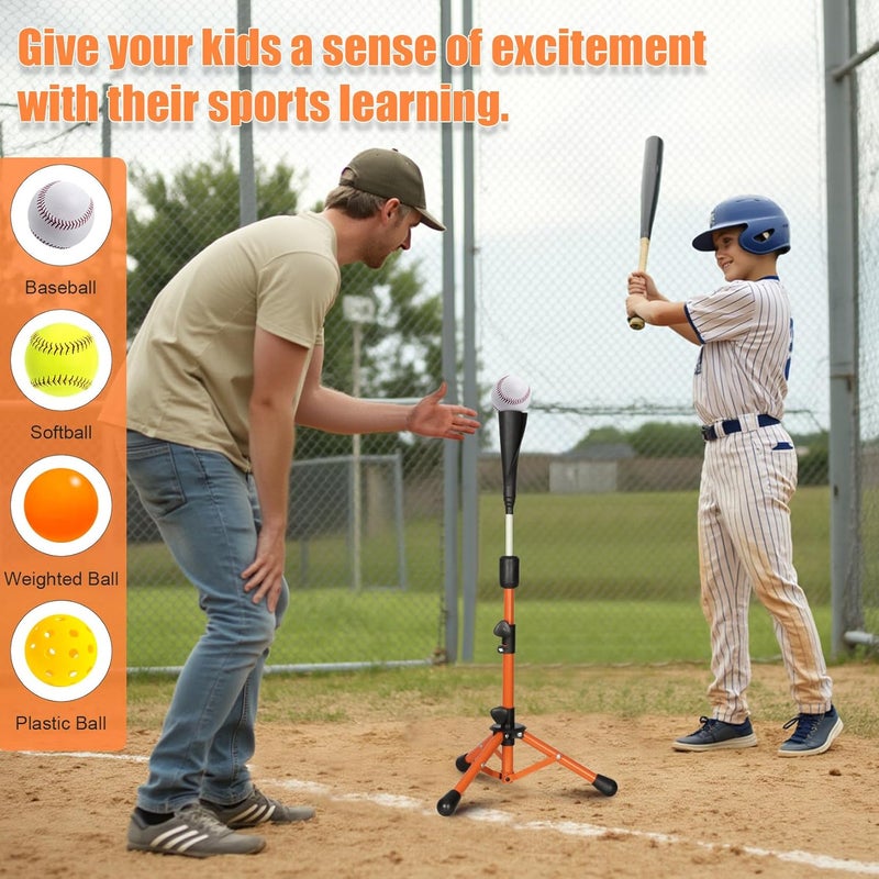 Storgem Baseball and Softball Tee,Batting Tee for Kids,Baseball Tees for Hitting,T Ball Training Stand,Easy Height Adjustment - Image 5